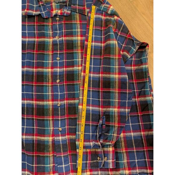 Van Heusen Winterweights Men’s 2XL Plaid Flannel Shirt Blue Red Long Sleeve - Picture 5 of 8